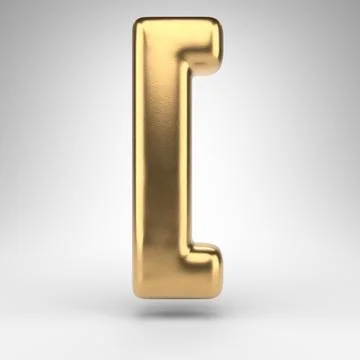 Left square bracket symbol on white background. Golden 3D sign with gloss metal Stock Illustration