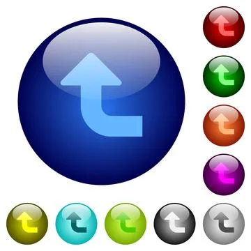 Left top side turn arrow solid color glass buttons Stock Illustration