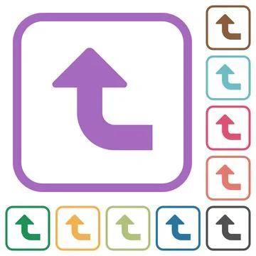Left top side turn arrow solid simple icons Stock Illustration