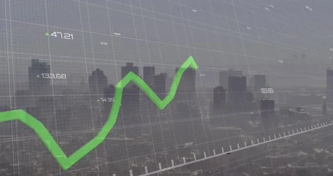 Left trace appearing, neon-green trend line drawing right, dipping, rising, Stock Footage 321071103