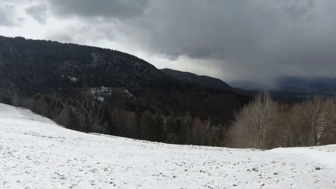 Left truck parallel moving, view of Ljubljana basin valley from Jamnik hill 스톡 동영상 127796806