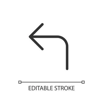 Left turn arrow pixel perfect linear ui icon Stock Illustration