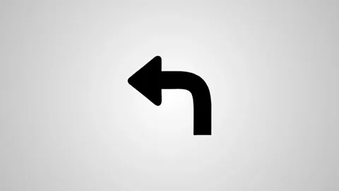 A left turn arrow sign in 3d animation with a shiny black finish on a clean.. Stock Footage 346496515