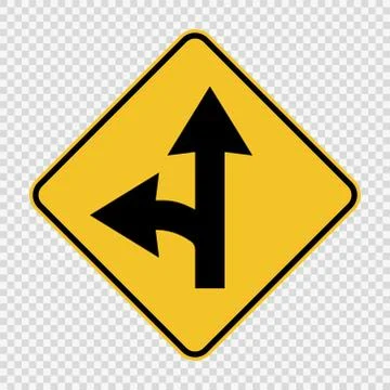 Left turn split sign on transparent background Stock Illustration