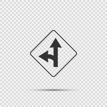 Left turn split sign on transparent background Stock Illustration