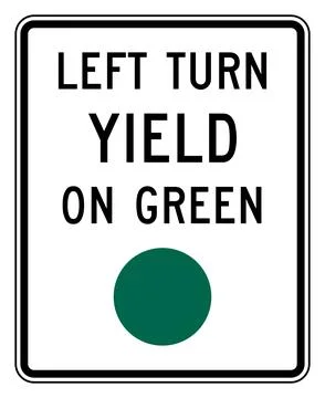 Left turn yield on green sign, R10-12, US road sign Stock Illustration