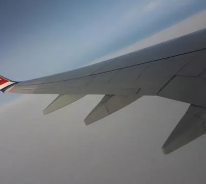 Left wing of the plane Stock Photos