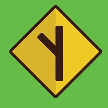Left y intersection road sign Illustrazione stock