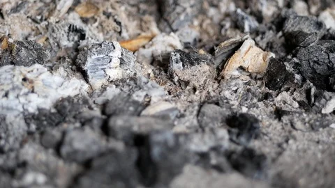 Leftover ashes from big fire Stock Footage 88636168