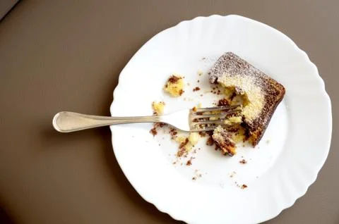 Leftover of chocolate cake Stock Photos