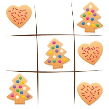 Leftover Cookies Tic Tac Toe Christmas Game Stock Illustration