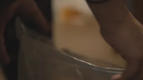 Leftover food is thrown in the garbage Stock Footage 304362369