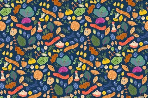 Leftover food, waste seamless pattern. Textile design zero waste Illustrazione stock