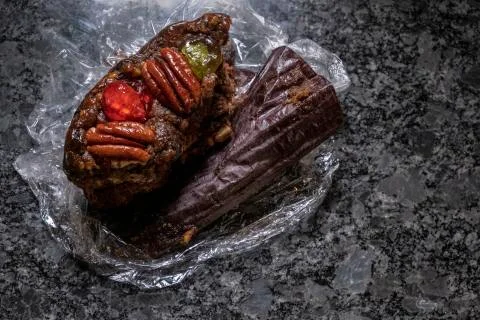 Leftover fruitcake Stock Photos