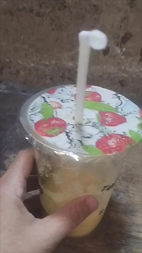 Leftover mango juice from yesterday Stock Footage 291210220