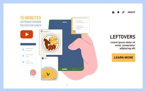 Leftover recipes. Efficient meal planning. Usage of leftover ingredients Stock Illustration