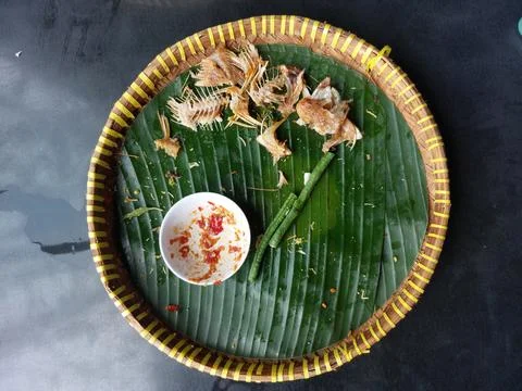 Leftovers from the fried fish menu. Foto stock