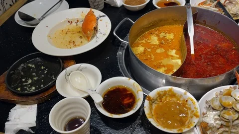 Leftovers left on the table after dinner Stock Footage 123622232