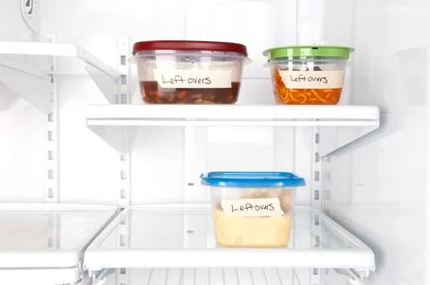 Leftovers in refrigerator Stock Photos