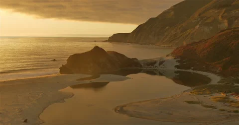 Leftward Pan Along Big Sur, CA Coastline Stock Footage 43722209