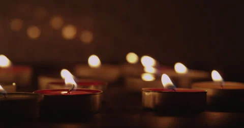 Leftward Pan Along Candles Stock Footage 37016499