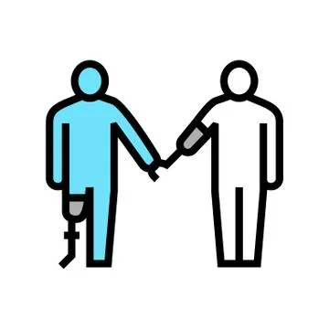 Leg and arm prosthesis disabled human color icon vector illustration Illustrazione stock