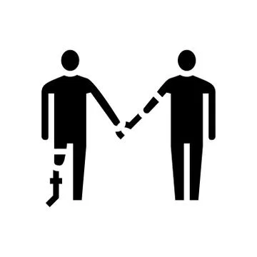 Leg and arm prosthesis disabled human glyph icon vector illustration 스톡 일러스트