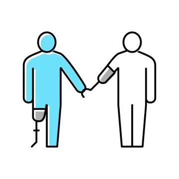 Leg and arm prosthesis disabled human color icon vector illustration Illustrazione stock