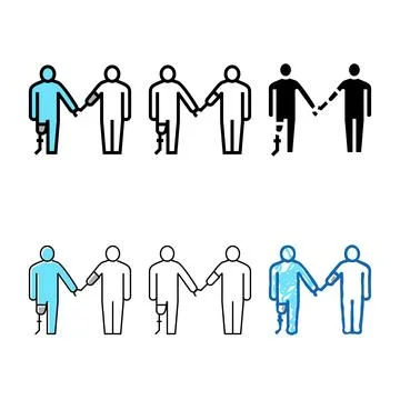 Leg and arm prosthesis disabled human modern color icon vector Stock Illustration
