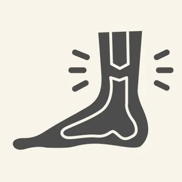 Leg ankle pain solid icon. Foot joint bones injury glyph style pictogram on Stock Illustration
