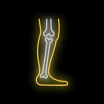 Leg bones x ray scan neon line icon 스톡 일러스트