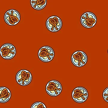 Leg chicken dish vector seamless pattern Illustrazione stock