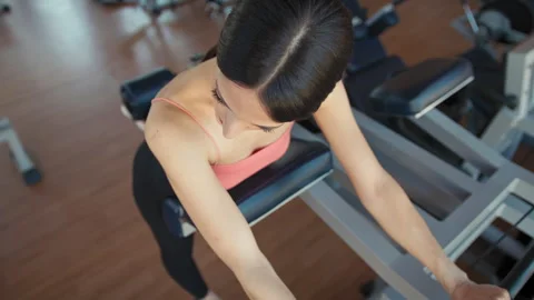 Leg Extension Machine Training Overhead Shot Stock Footage 282865175