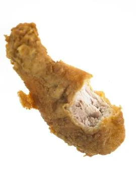 A leg of Fried Chicken with a bite missing Stock Photos