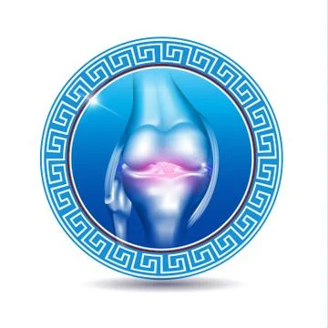 Leg joint in the round blue shape Illustrazione stock