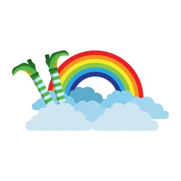 Leg of leprechaun rainbow clouds magic traditional Stockillustratie