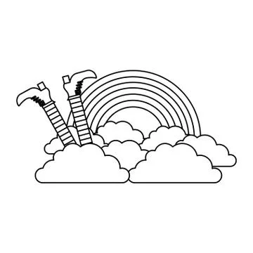 Leg of leprechaun rainbow clouds magic traditional Stockillustratie