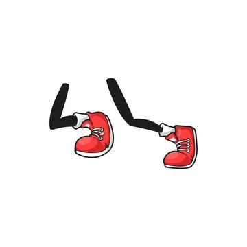 Leg limbs pair of comic foots in red shoes isolate Stock Illustration