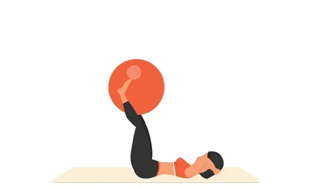 Leg lowering exercise. Female workout with fitball. Stock Footage 171415382