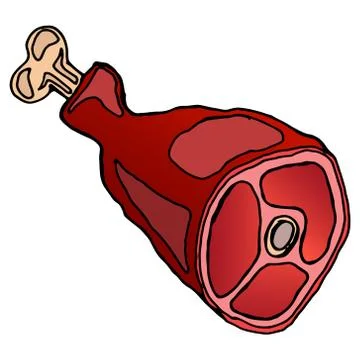Leg of meat. Vector illustration of a ham. Meat on the bone. Stock Illustration