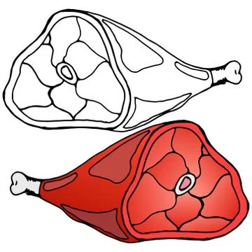 Leg of meat. Vector illustration of a ham. Meat on the bone. Stock Illustration