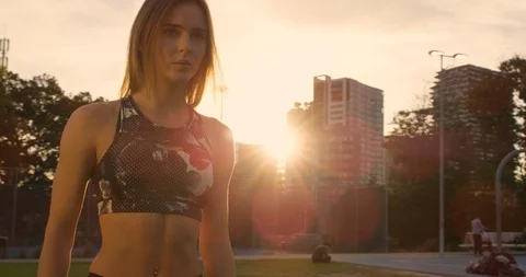 Leg stretch model sunset Stock Footage 102143181