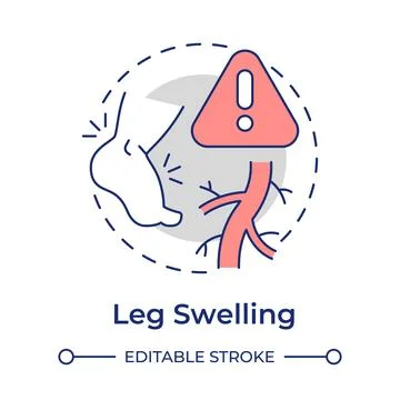 Leg swelling flat linear concept icon Stock Illustration
