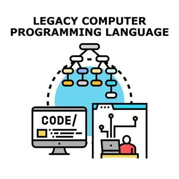 Legacy computer programming language development maintaining system archite.. Stock Illustration