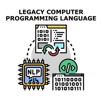 Legacy computer programming language migration concept transforming data 스톡 일러스트