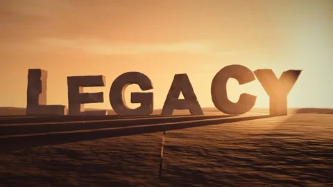 Legacy Giant Eroded Stone Letters Standing in a Desert at Sunset with Stock Footage 341805734