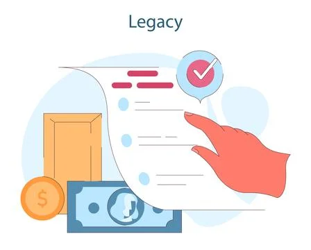 Legacy. A hand finalizes a legacy document, securing financial assets for future Stock Illustration