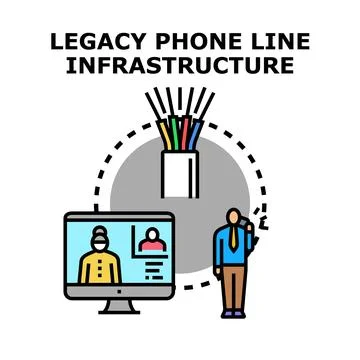 Legacy phone line infrastructure networking communication connectivity イラスト素材