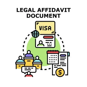 Legal affidavit document preparing for international travel visa applying Stock Illustration