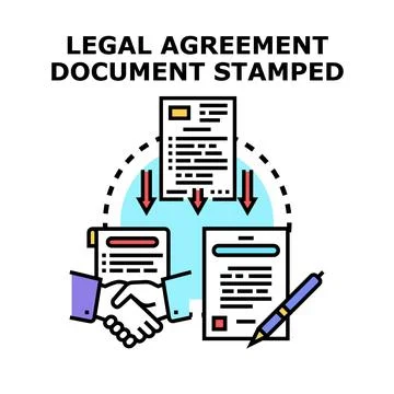 Legal agreement document processing between business partners Stock Illustration
